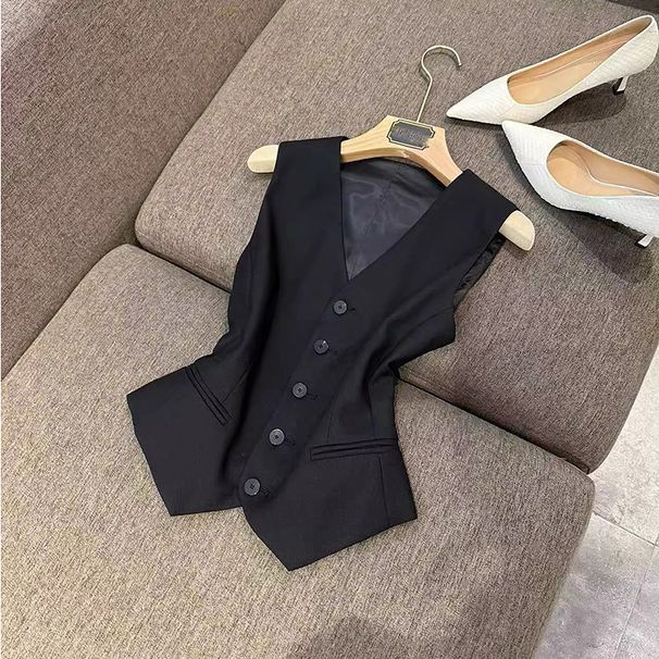 Women's Clothing suit T shirt! High fashionable wool silk V neck waist vest jacket suit for women_ecoleips.com