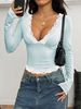 Y2K Long-sleeved Vest Sexy Lace T-shirt For Women's Spring/Summer 2026_ecoleips.com