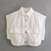 9846 Early Autum New Wome's Fashio Europea Ad America Style Tur-dow Collar Sleeve Short Deim Shirt Top For_ecoleips.com