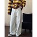 Luxi American High Street Loose Straight Leg Jeans For Women In Winter, Wide Leg And Velvet Pants With Belt 68207_ecoleips.com
