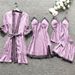 Silky-Touch 4-Piece Sleep Set – Padded Chemise, Robe & Adjustable Straps (S-XXXXL)_ecoleips.com