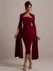 Mozision Cape Long Sleeve Sexy Midi Dress For Women Autumn Winter New Square Collar Back Slit Bodycon Club Party Long Dress_ecoleips.com