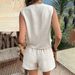 Women's Vacation Vest & Shorts Set – Casual Linen Blend Lounge Outfit (Khaki/Beige/Brown/Yellow, S-Xl)_ecoleips.com
