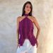 European And American Style New Women's Clothing Solid Color Slim-fitting High-waisted Street Fashion Neck Halter T-shirt_ecoleips.com