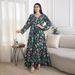 Women's Clothing Large Size Women's V Neck Dress Diamond Fashion Printed Southeast Asian Robe Long Skirt_ecoleips.com