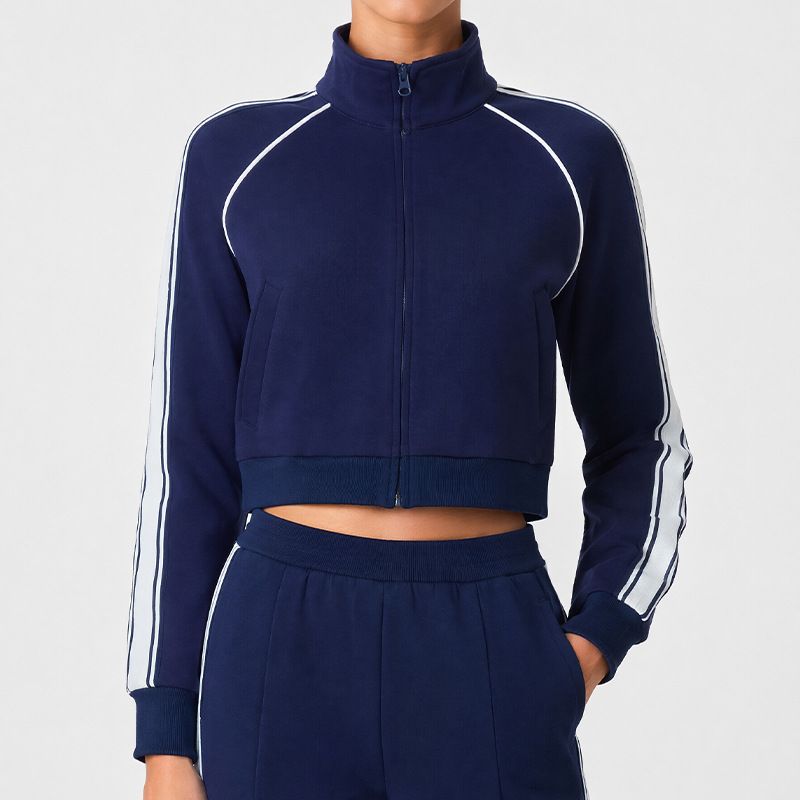 Women's American Style Sports Jacket Long Sleeve Yoga Wear Outdoor Fitness Running Autumn Winter Caijue Short_ecoleips.com