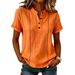 Women's Clothing Printed Button-Up Short Sleeve Shirt Casual Stand Collar Top Loose Fit Summer Fashion_ecoleips.com