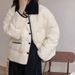 Women's Corduroy Collar Lightweight Puffer Jacket - Oversized Cropped Quilted Coat With Contrast Trim, Vegan Down Alternative For Casual_ecoleips.com