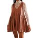 Women's Solid Color V Neck Sleeveless Panel Ruched Bodycon Mini Dress – Casual Summer Gown 2026_ecoleips.com