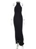 Blifanbo Halter Backless Sexy Maxi Dress Women Gown Fashion Patchwork Off-shoulder Sleeveless Bodycon Club Party Long Dress_ecoleips.com