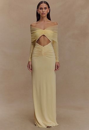Elegant Mesh & Shirred Bodycon Midi Dress With Cut-Out Detail, Off-Shoulder Chic For Women Versatile Midi Length_ecoleips.com