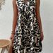 Women's Bohemian-Style Loose-Fitting Dress With V-Neckline, Pleated Design And Printed Pattern_ecoleips.com