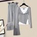 Women’s Clothing Spring And Autumn New Women's Suits Two Piece Tops Bottoming Shirts Split Wide Leg Casual Pants Design Three Piece Suit_ecoleips.com