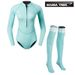 Aria Basics 2mm Macaron Women's Diving Suit One-piece Surfing Long Sleeve Top Snorkeling Wetsuit Warm Cold-proof Sunscreen Set_ecoleips.com