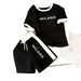 Women's Summer Color Block T-Shirt And Shorts Set Milanese Letter Print Casual Two-Piece Outfit Short Sleeved Top And Bottoms Ensemble_ecoleips.com