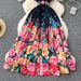 Women's Dress Summer Style Celebrity Temperament Waist Single Breasted Lapel Printed Medium Length_ecoleips.com