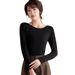 Modal Crew Neck Long Sleeve T-Shirt Women's Autumn New Women's Clothing Solid Color Versatile Top Slim-fit Large Size Bottom Shirt_ecoleips.com