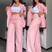 2025 Cross-Border European And American Foreign Trade Summer Women's Fashion Elegant Solid Color Split Sleeve Lapel_ecoleips.com