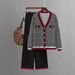Women's Spring Autumn Style Color Block Jacket Set With Loose Straight Leg Trousers_ecoleips.com