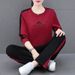 Women's Printed Round Neck Sportswear Set - Slim Fit Long Sleeve Hoodie & Jogger Pants For Running, Casual & Workout_ecoleips.com