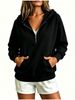 2026 Autumn New Cross-Border European And American Women's Corduroy Hooded Casual With Zipper, Loose Pullover Sweatshirt_ecoleips.com