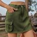 Women's Clothing Washed Elastic Waist Workwear Short Skirt_ecoleips.com