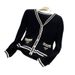 Women's Clothing Black Knitted Cardigan Autumn And Winter New Color Matching Outerwear Slim Sweater Jacket Top_ecoleips.com
