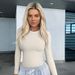 Women's Long Sleeved Round Neck Stretch Base Layer T-Shirt Top Autumn Winter European American Style_ecoleips.com