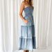 Women's Clothing Summer Ladies Elegant Hem Spliced Side Slit Tube Top Cake Denim Long Skirt_ecoleips.com