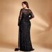 Elegant Sequined Patchwork Fitted round Neck Long Sleeve Cocktail Party Evening Dress for plus Size Women European American Style_ecoleips.com