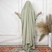 Verve Solid Color Long Robe Ice Silk Wrinkled Lantern Sleeve Loose Comfortable Two-Piece Women's Dress Set_ecoleips.com