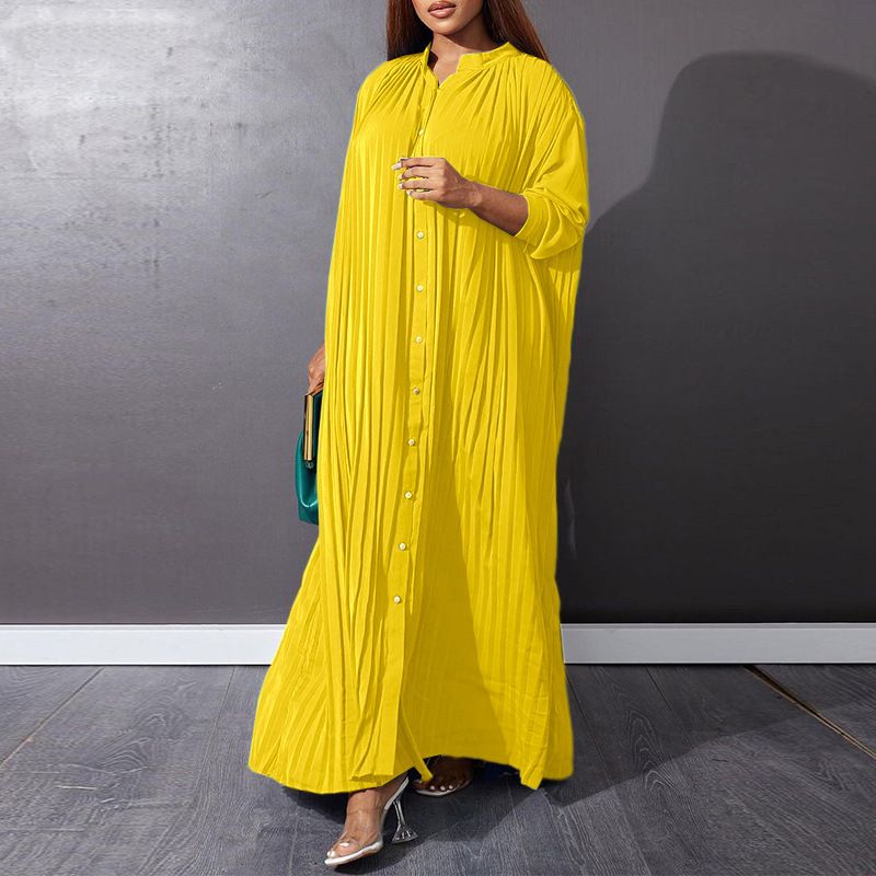 Women's Clothing New Fashion Loose Casual Pleated Dress_ecoleips.com