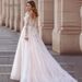 New Trailing Wedding Dress V Neck Long Sleeved Wedding Dress Puffy Skirt High End Light Luxury Wedding Dress_ecoleips.com