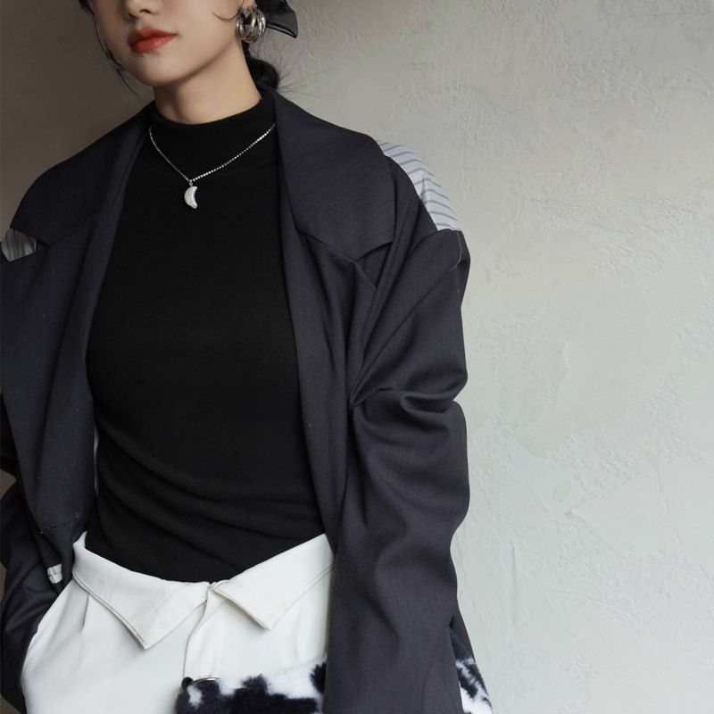 Women's Semi-Turtleneck Fleece-Lined Thermal Shirt - Slim Fit Long Sleeve Base Layer For Autumn/Winter - Soft Brushed Inner, High Elasticity_ecoleips.com