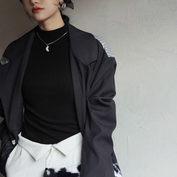 Women's Semi-Turtleneck Fleece-Lined Thermal Shirt - Slim Fit Long Sleeve Base Layer For Autumn/Winter - Soft Brushed Inner, High Elasticity_ecoleips.com