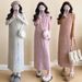 Autumn Winter New Korean Fashion Ruffled Edge 2-Piece Maternity Dress_ecoleips.com
