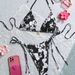 New 2025 Women's Floral Print Bikini Tie Neck Sexy European American Fresh Cute Two Piece Swimsuit_ecoleips.com
