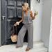 Women's Summer Plaid & Stripe Tie-Front Cami Top With Wide-Leg Pants Set, Casual Two-Piece Outfit Breathable & Lightweight Fabric_ecoleips.com