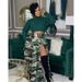 S390441 Spring Summer New Women's Casual Camouflage Print Zipper Split Elastic Waist Skirt_ecoleips.com