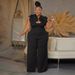 Women's Clothing Sexy Large Size Suspender Lace Elastic Slim Fit Wide Leg Jumpsuit_ecoleips.com