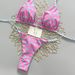Pink And Blue Heart Print Bikini Set - Sexy Tie Triangle Cup Thong Two Piece Swimsuit for Women Cross Border Exclusive Hot Girl Style_ecoleips.com