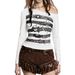 Sexy Girl's Unique Off-Shoulder Slim Fit T-Shirt Long Sleeved Printed Base Layer Top with Slimming Design for Women_ecoleips.com
