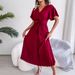 Ins Hot-Selling Real Shot European And American Spring Summer Elegant Cross V-Neck Flared Pleated Long Skirt_ecoleips.com