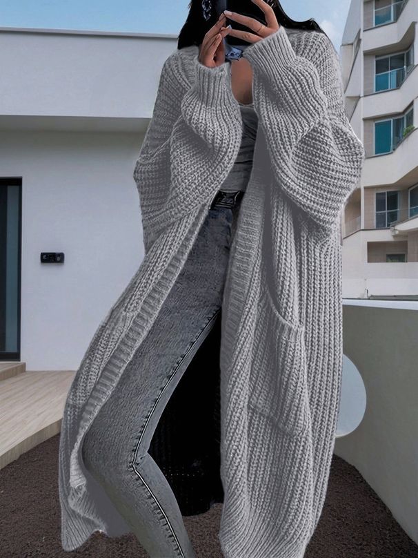 Oversized Longline Cardigan – Chunky Knit Open Front Coat With Pockets (S-XL, 9 Colors)_ecoleips.com
