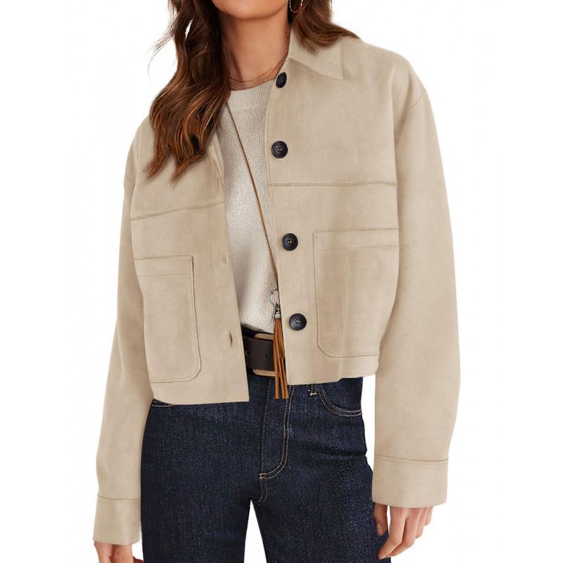 Women's Short Fashion Casual Jacket Faux Suede Autumn Winter New 2025 European American Cross Border Trade_ecoleips.com