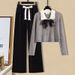 Women's Clothing Elegant Bow-Knot Red Sweater With Casual Pants Two-Piece Set, Autumn Women's Outfit, Chic And Stylish_ecoleips.com