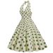 Vintage High-Waisted Polka-Dot Vacation Dress With A Hanger-Style Neckline, Backless Design, And A Flowing Mid-Length Sk_ecoleips.com