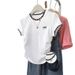 White Embroidered Short Sleeve T-Shirt Slim Fit Sexy Top for Women Summer Style_ecoleips.com
