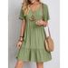 Summer Elegant Casual Dress for Women Loose Fit Short Sleeved Waisted Cross Border Foreign Trade European American Style_ecoleips.com