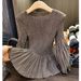 Women's Clothing Three Home Design Bubble Sleeve Solid Color Pleated Top Temperament Commuting All Match Slim And Stylish Small Shirt Female Summer_ecoleips.com
